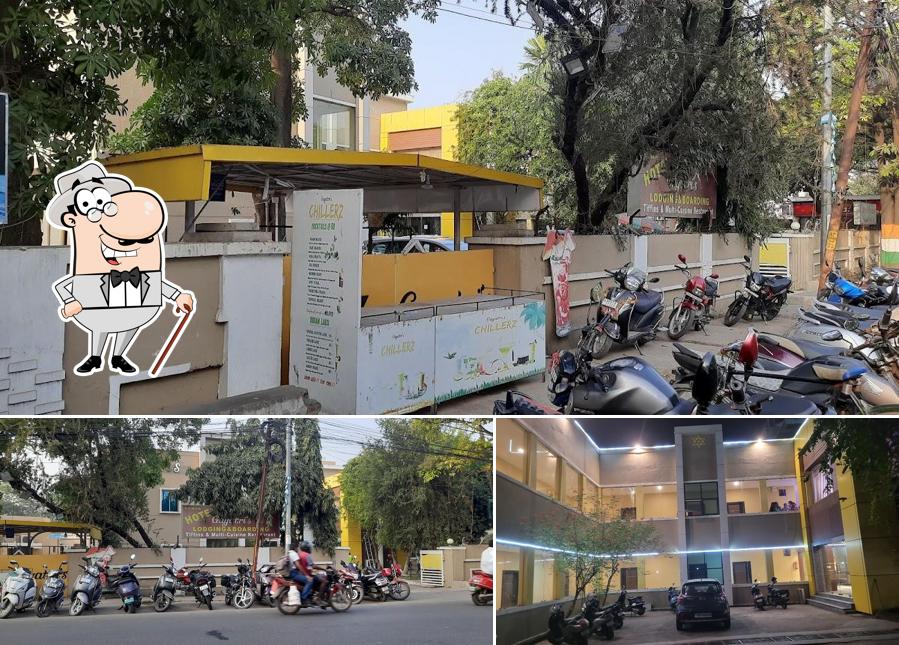 Check out the exterior of Hotel Gayatri's