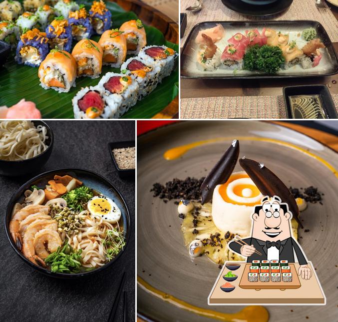 Sushi rolls are available at Tanuki