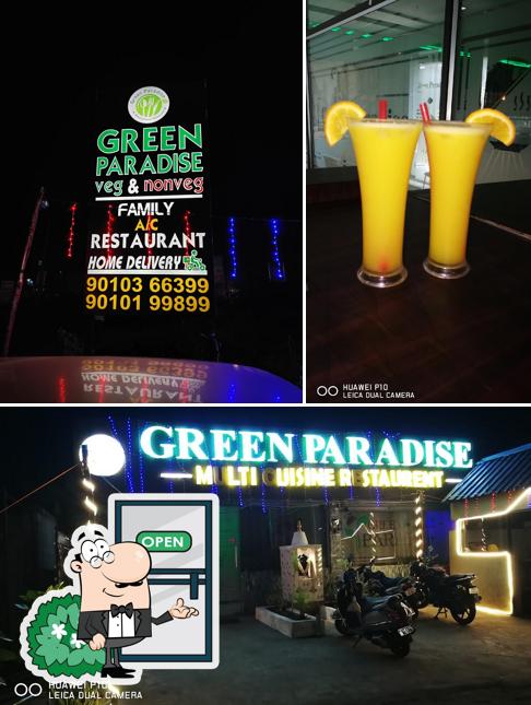 Take a look at the picture depicting exterior and beverage at GREEN PARADISE MULTICUSINE RESTAURANT