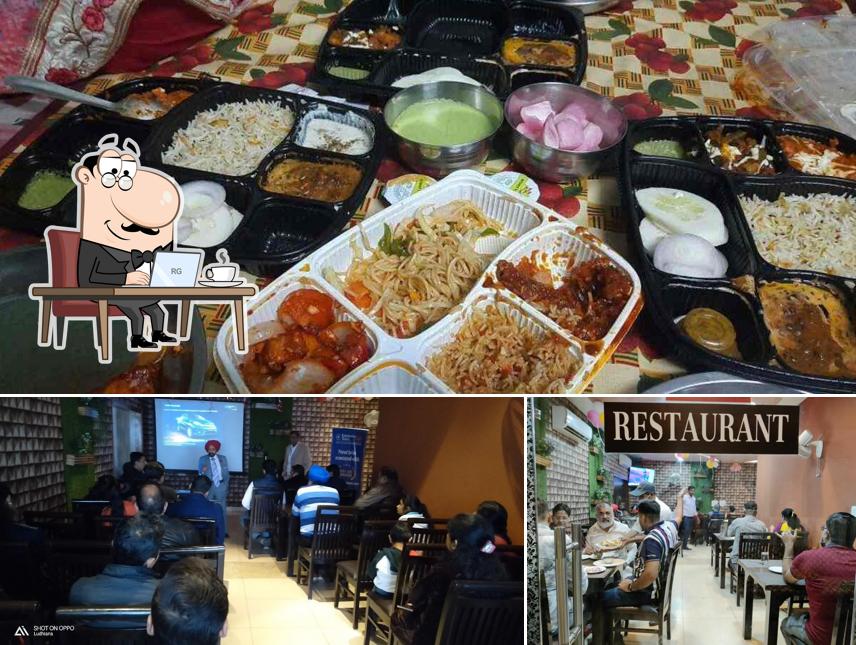 The restaurant's interior and food