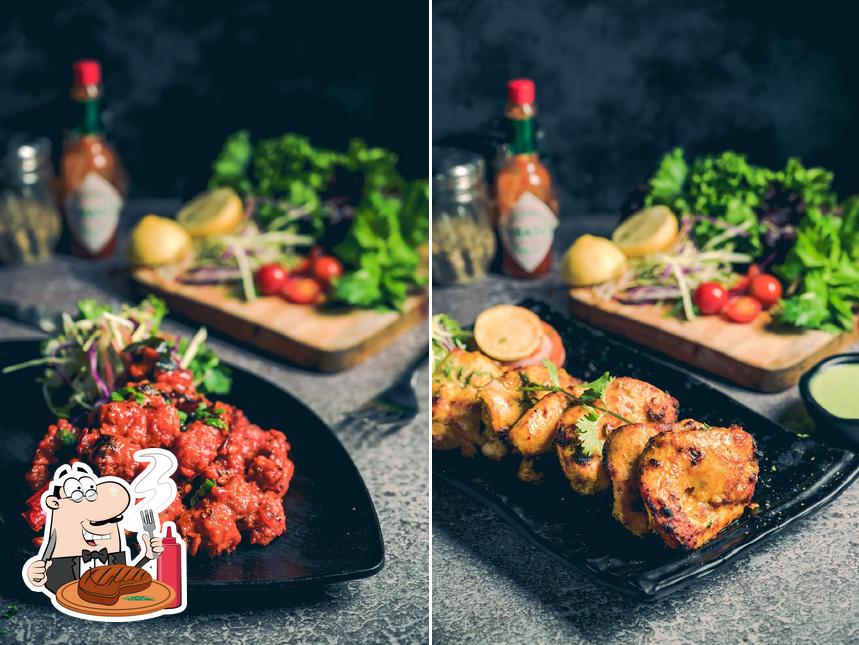 Cafe Happy Hours serves meat dishes