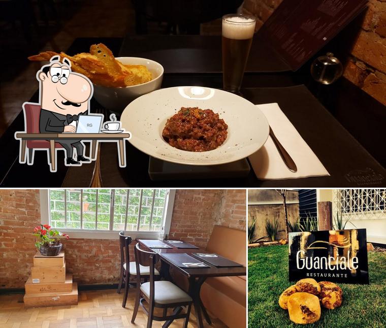 Entre diferentes coisas, interior e exterior podem ser encontrados no Guanciale Restaurante