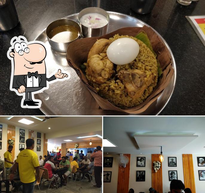 The restaurant's interior and food
