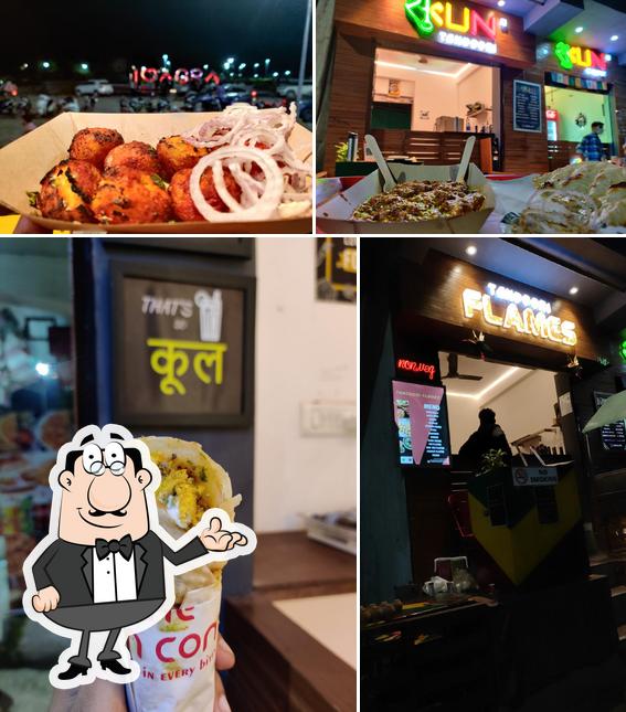 The restaurant's interior and food