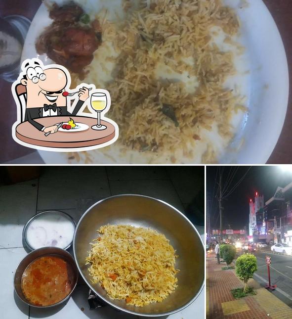 This is the image depicting food and exterior at K V Restaurant