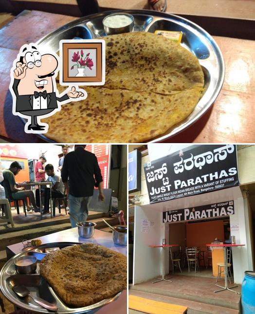 This is the photo displaying interior and food at JUST PARATHAS BANGALORE