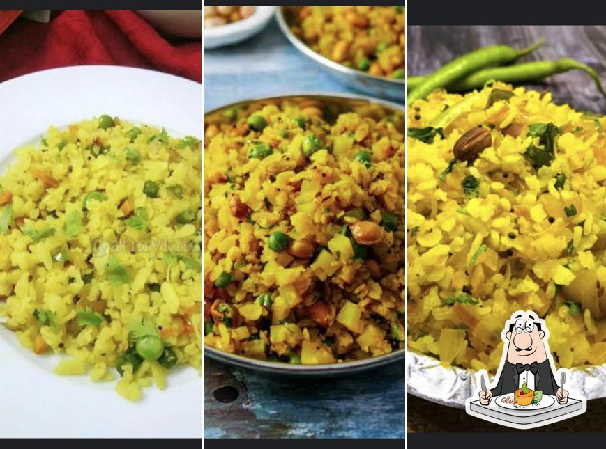Food at Jai Ambe indori poha center