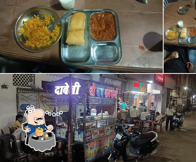 Check out the picture depicting food and interior at Shreenath Paubhaji