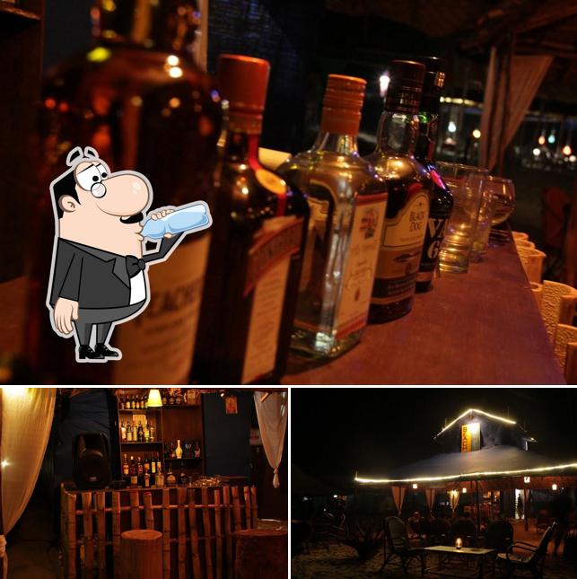 This is the picture depicting drink and interior at Beach Valley Shack