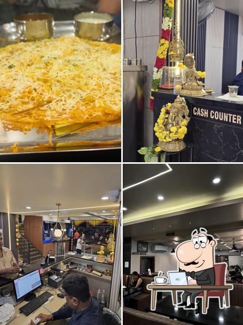 The restaurant's interior and food