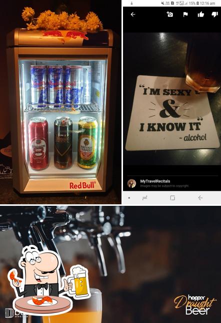 Enjoy a glass of light or dark beer