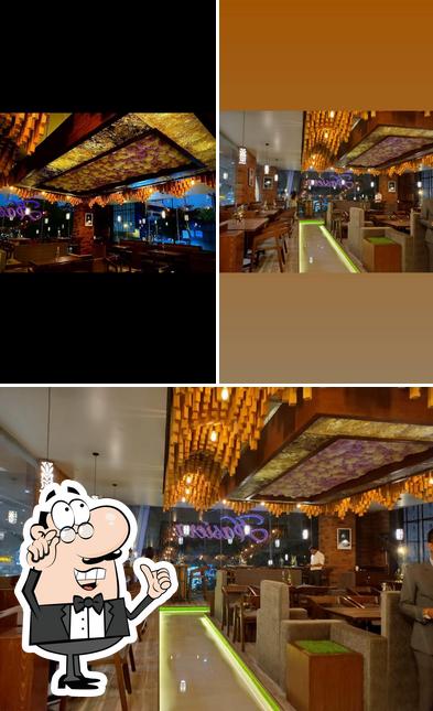 Take a look at the photo showing interior and bar counter at Hasiera Restaurant