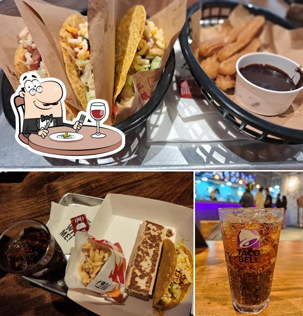 The image of food and beer at Taco Bell