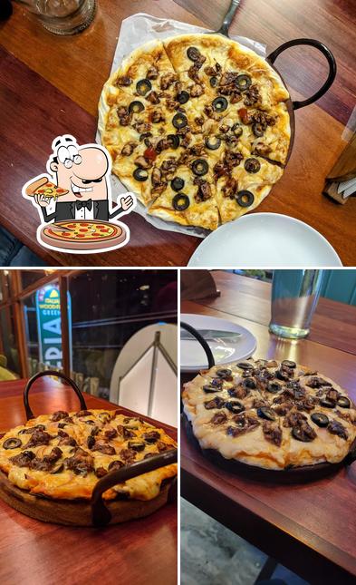 Get pizza at GREEN'S PIZZERIA