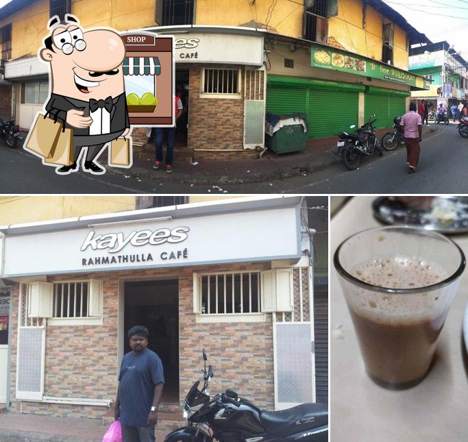 Kayees Rahmathulla Cafe is distinguished by exterior and beverage