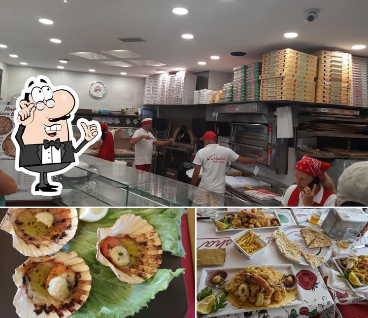 Questa è la foto che presenta la interni e cibo di Pizzeria el Pashà