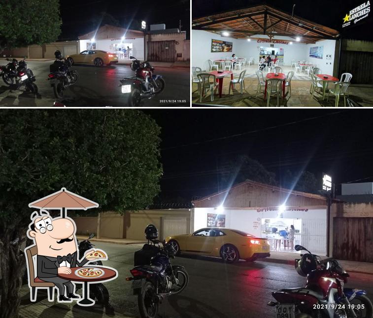 Esta é a foto ilustrando exterior e interior no Estrela Lanches