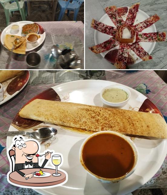 The restaurant's food and dining table