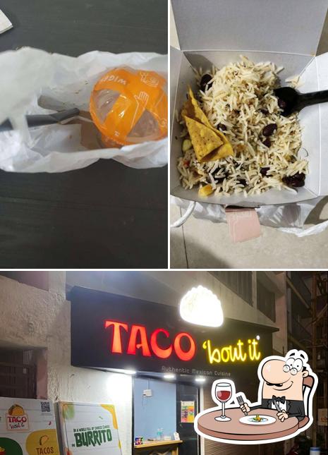 Among different things one can find food and interior at Taco 'bout it