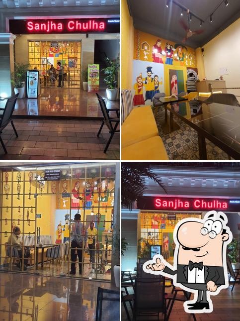 The interior of Sanjha Chulha Restaurant
