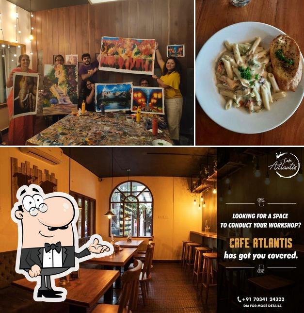 Among different things one can find interior and food at Cafe Atlantis