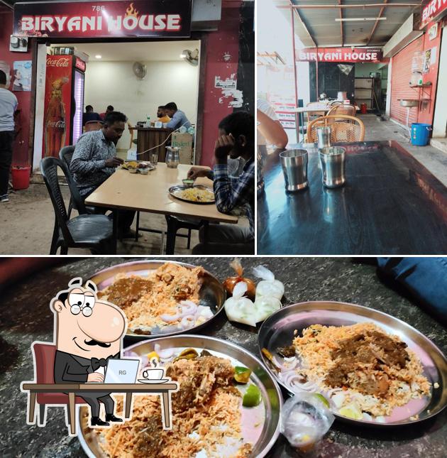 The restaurant's interior and food