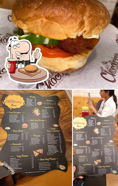 Try out a burger at Cafe Chocolicious