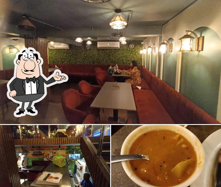 Check out the image showing interior and food at Annapurnam