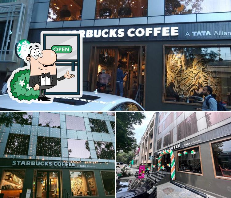 The exterior of Starbucks