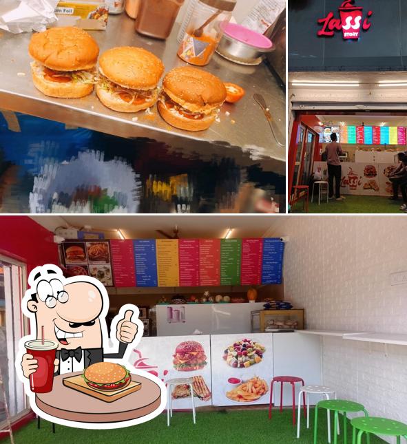 Try out a burger at Lassi Story