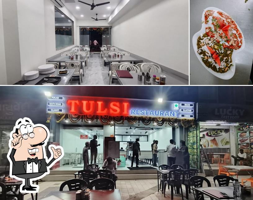 The image of interior and food at Tulsi Restaurant