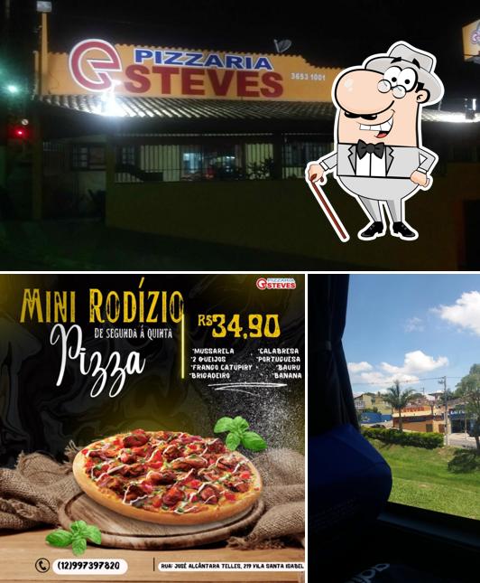 A imagem do Pizzaria Esteves’s exterior e comida