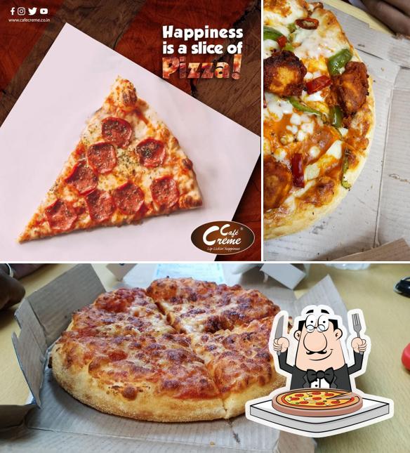 At Cafe Creme Birla college, you can try pizza