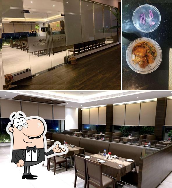 Among different things one can find interior and food at Mullai Restaurant-Hotel Blossoms