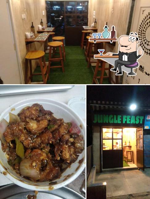 The restaurant's interior and food