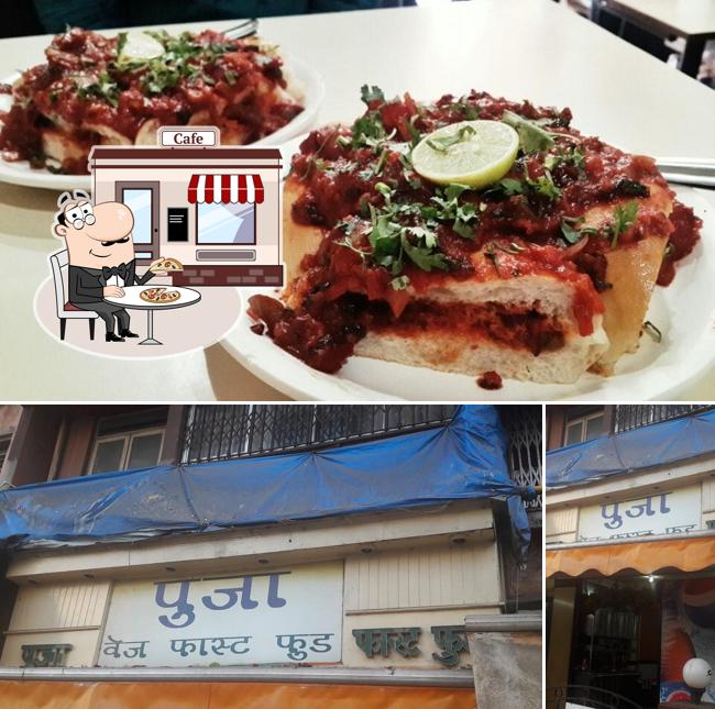 This is the photo showing exterior and food at Pooja Snacks