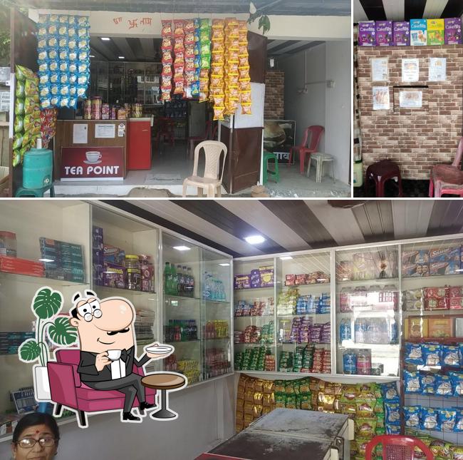 Take a seat at one of the tables at Mathurawasi daily needs and wadapav or ice creams