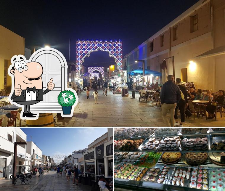 Dai un’occhiata alla immagine che presenta la esterno e cibo di Isola delle Rose - Bar, Gelateria