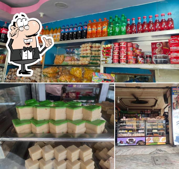 The picture of interior and food at Srinivasa Iyengars Sweets & Bakery