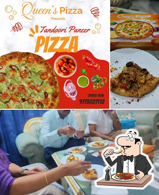 Check out the image showing food and interior at Queen's Pizza