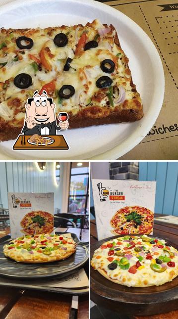 Get pizza at The burger streak