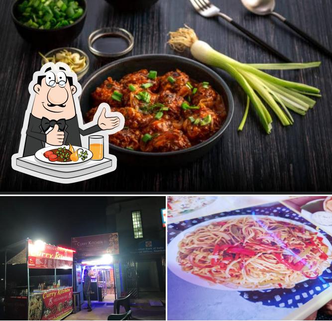 The image of food and exterior at Curry kitchen