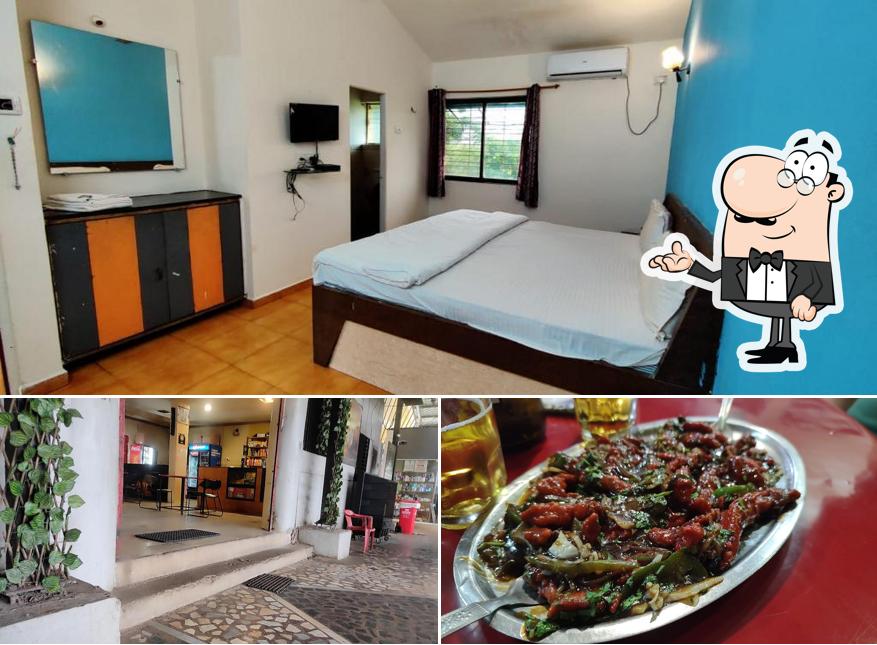 The restaurant's interior and food