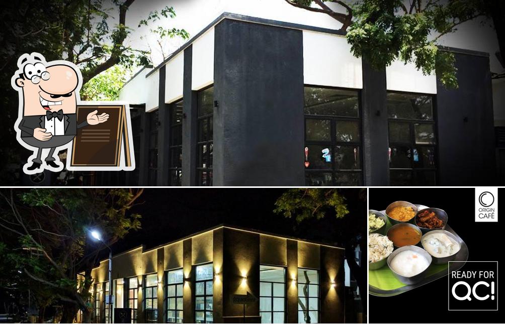 The picture of exterior and food at Origin Cafe