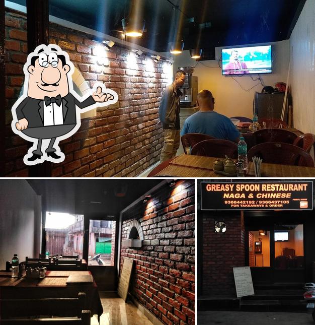 The interior of Greasy Spoon Restaurant