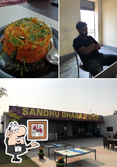 The image of Sandhu Dhaba - Mandophal’s interior and food