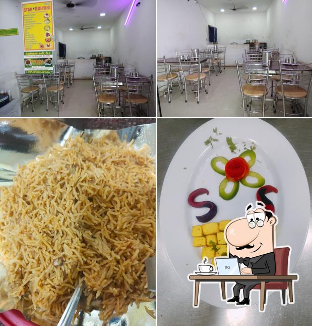 This is the picture showing interior and food at Raahat Briyani aka SALMAN Briyani Kanathur