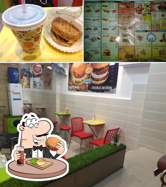 Get a burger at Fun Bytes