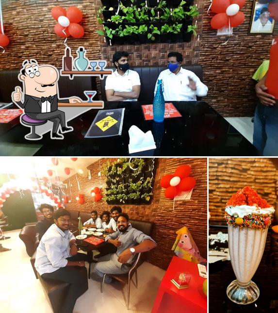 The restaurant's interior and food