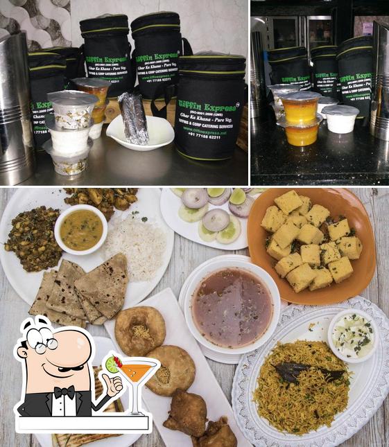 Among various things one can find drink and food at Tiffin Express